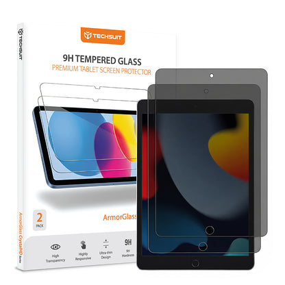 Folie de protectie Ecran Privacy Techsuit ArmorGlass CrystalHD pentru Apple iPad 10.2 (2021), Sticla Securizata, Full Glue, Set 2 bucati
