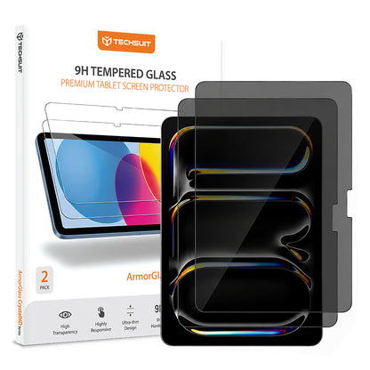 Folie de protectie Ecran Privacy Techsuit ArmorGlass CrystalHD pentru Apple iPad Pro 11 (2024), Sticla Securizata, Full Glue, Set 2 bucati