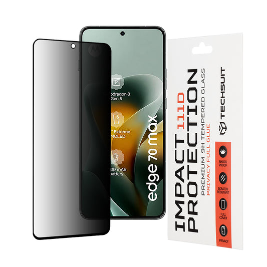 Folie de protectie Ecran Privacy Techsuit pentru Motorola Edge 70 Max, Sticla Securizata, Full Glue, 111D