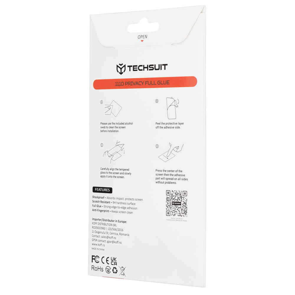 Folie de protectie Ecran Privacy Techsuit pentru Motorola Edge 70 Max, Sticla Securizata, Full Glue, 111D