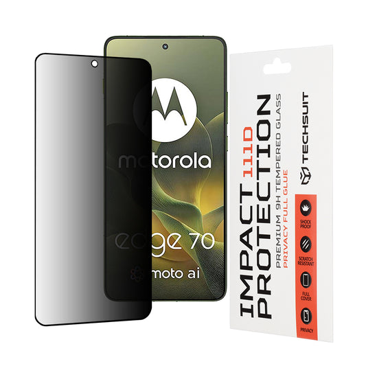 Folie de protectie Ecran Privacy Techsuit pentru Motorola Edge 70, Sticla Securizata, Full Glue, 111D