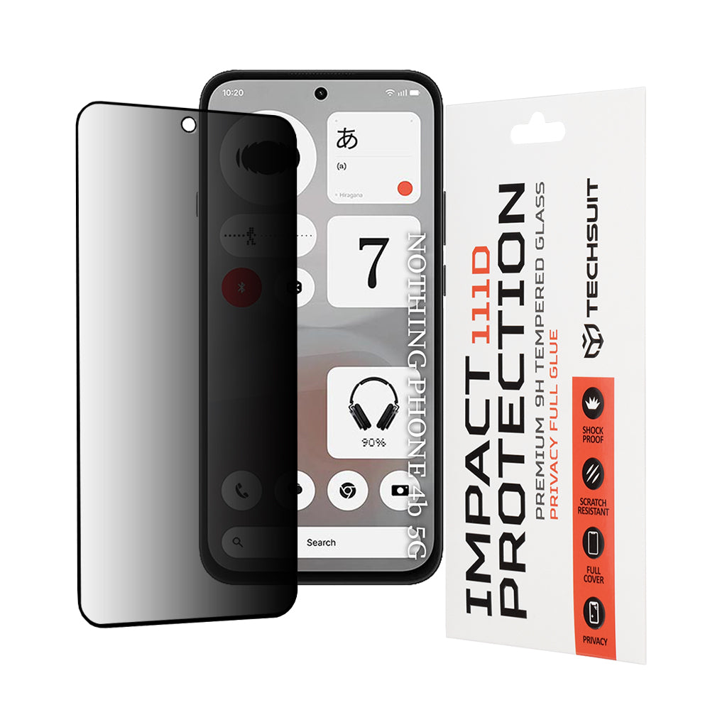 Folie de protectie Ecran Privacy Techsuit pentru Nothing Phone (4b), Sticla Securizata, Full Glue, 111D