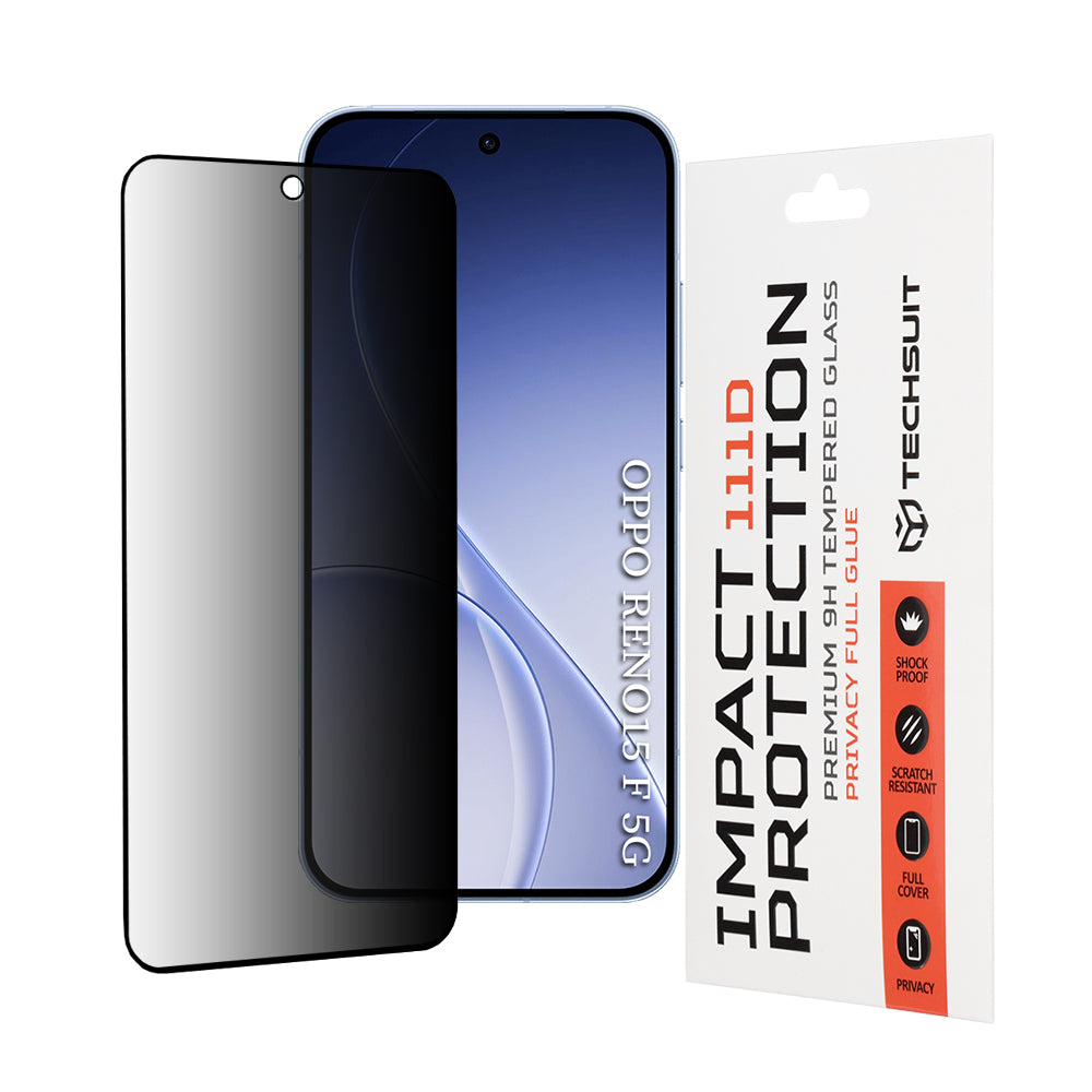Folie de protectie Ecran Privacy Techsuit pentru Oppo Reno15 FS / Reno15 F, Sticla Securizata, Full Glue, 111D