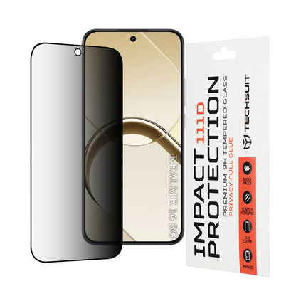 Folie de protectie Ecran Privacy Techsuit pentru Realme 16, Sticla Securizata, Full Glue, 111D