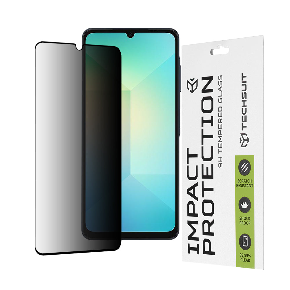 Folie de protectie Ecran Privacy Techsuit pentru Samsung Galaxy A06 A065, Sticla Securizata, Full Glue, 111D