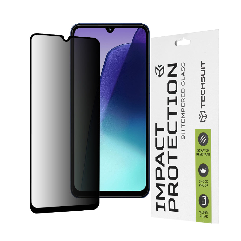 Folie de protectie Ecran Privacy Techsuit pentru Xiaomi Redmi A5 4G (Regional) / 14C / Poco C75, Sticla Securizata, Full Glue, 111D