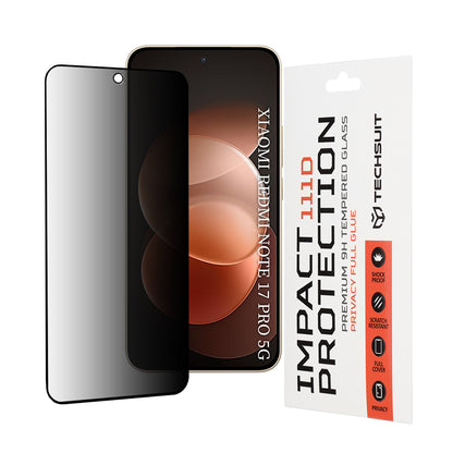 Folie de protectie Ecran Privacy Techsuit pentru Xiaomi Redmi Note 17 Pro / Note 17 Pro Max, Sticla Securizata, Full Glue, 111D