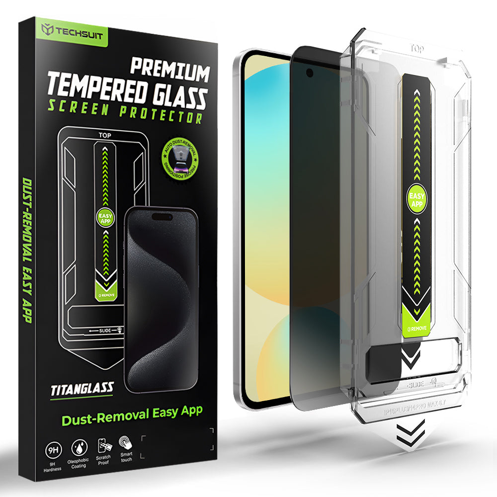 Folie de protectie Ecran Privacy Techsuit TitanGlass CrystalHD pentru Samsung Galaxy S24 FE S721, Sticla Securizata, Full Glue