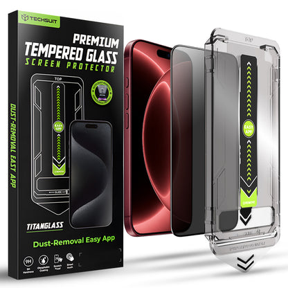 Folie de protectie Ecran Privacy Techsuit TitanGlass pentru Apple iPhone 18 Pro Max, Sticla Securizata, Full Glue