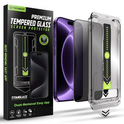 Folie de protectie Ecran Privacy Techsuit TitanGlass pentru Apple iPhone 18 Pro, Sticla Securizata, Full Glue