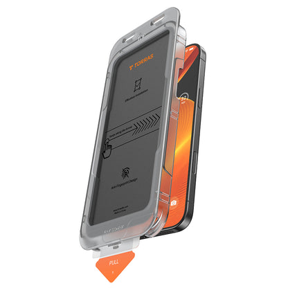 Folie de protectie Ecran Privacy Torras GlassGo Install Master pentru Apple iPhone 16 Pro Max, Sticla Securizata, Full Glue