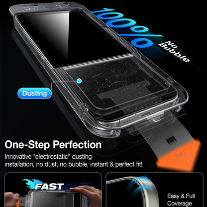 Folie de protectie Ecran Privacy Torras GlassGo Install Master pentru Apple iPhone 16 Pro Max, Sticla Securizata, Full Glue