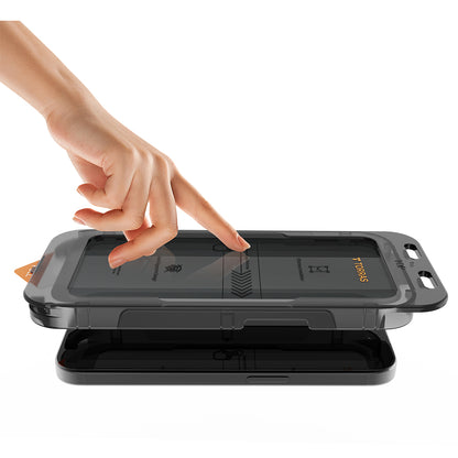 Folie de protectie Ecran Privacy Torras GlassGo Install Master pentru Apple iPhone 16 Pro, Sticla Securizata, Full Glue