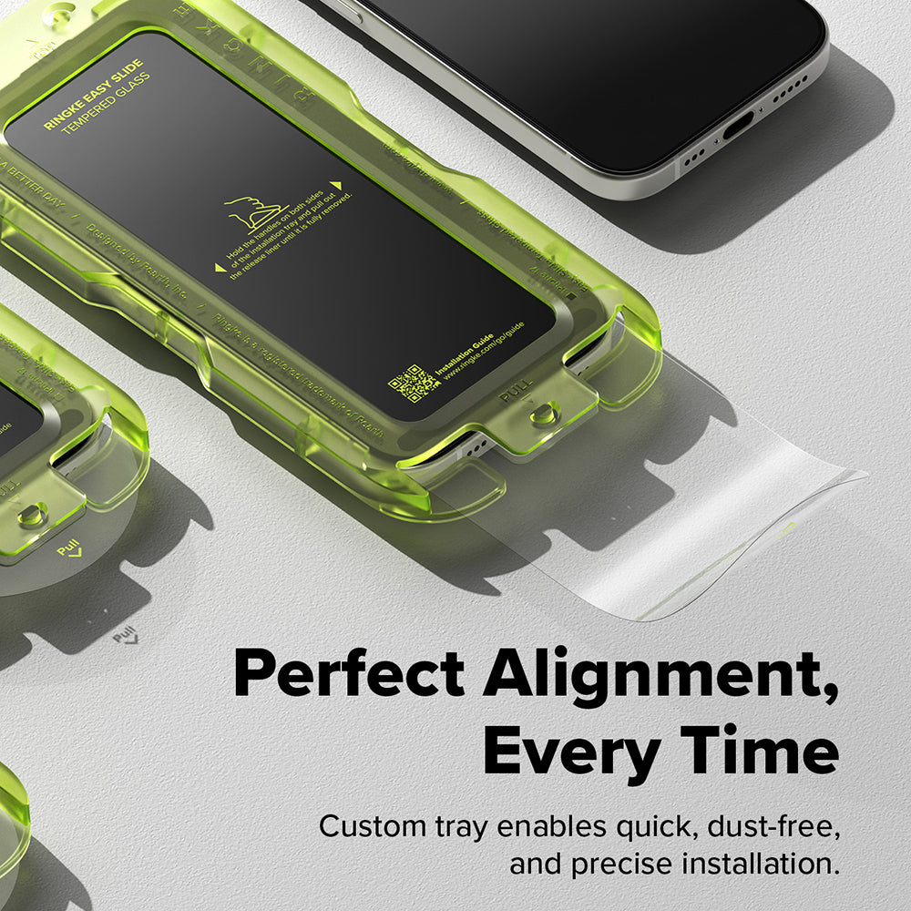 Folie de protectie Ecran Ringke Easy Slide pentru Apple iPhone 17 Pro Max, Sticla Securizata, Full Glue, Set 2 bucati