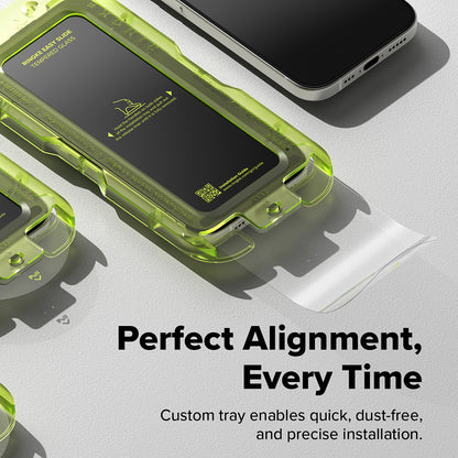 Folie de protectie Ecran Ringke Easy Slide pentru Apple iPhone 17, Sticla Securizata, Full Glue, Set 2 bucati