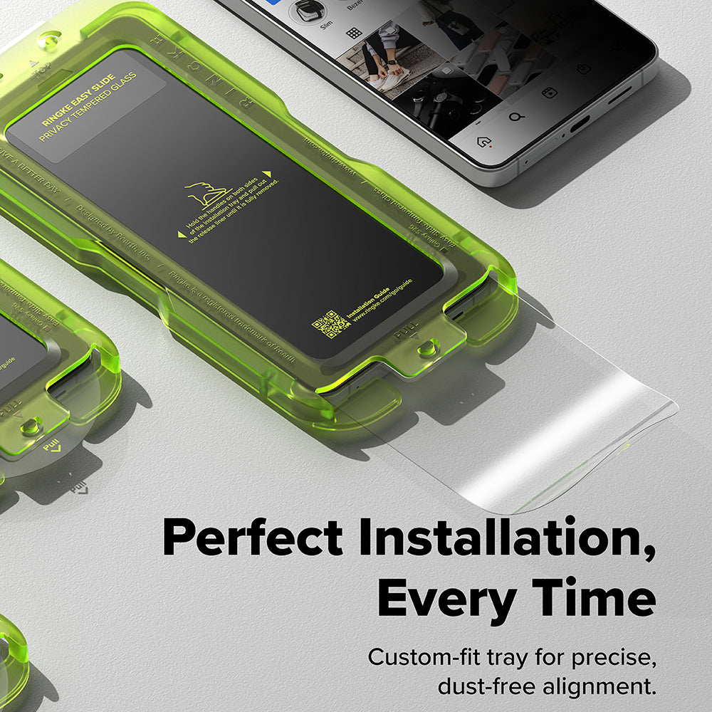 Folie de protectie Ecran Ringke Easy Slide pentru Samsung Galaxy S26, Sticla Securizata, Full Glue, Set 2 bucati, Neagra