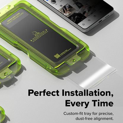 Folie de protectie Ecran Ringke Easy Slide pentru Samsung Galaxy S26, Sticla Securizata, Full Glue, Set 2 bucati, Neagra