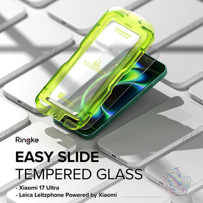 Folie de protectie Ecran Ringke Easy Slide pentru Xiaomi 17 Ultra, Sticla Securizata, Full Glue, Set 2 bucati