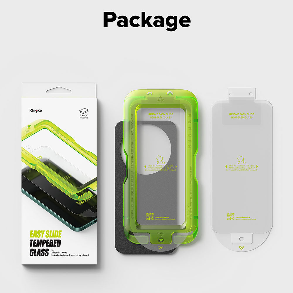 Folie de protectie Ecran Ringke Easy Slide pentru Xiaomi 17 Ultra, Sticla Securizata, Full Glue, Set 2 bucati