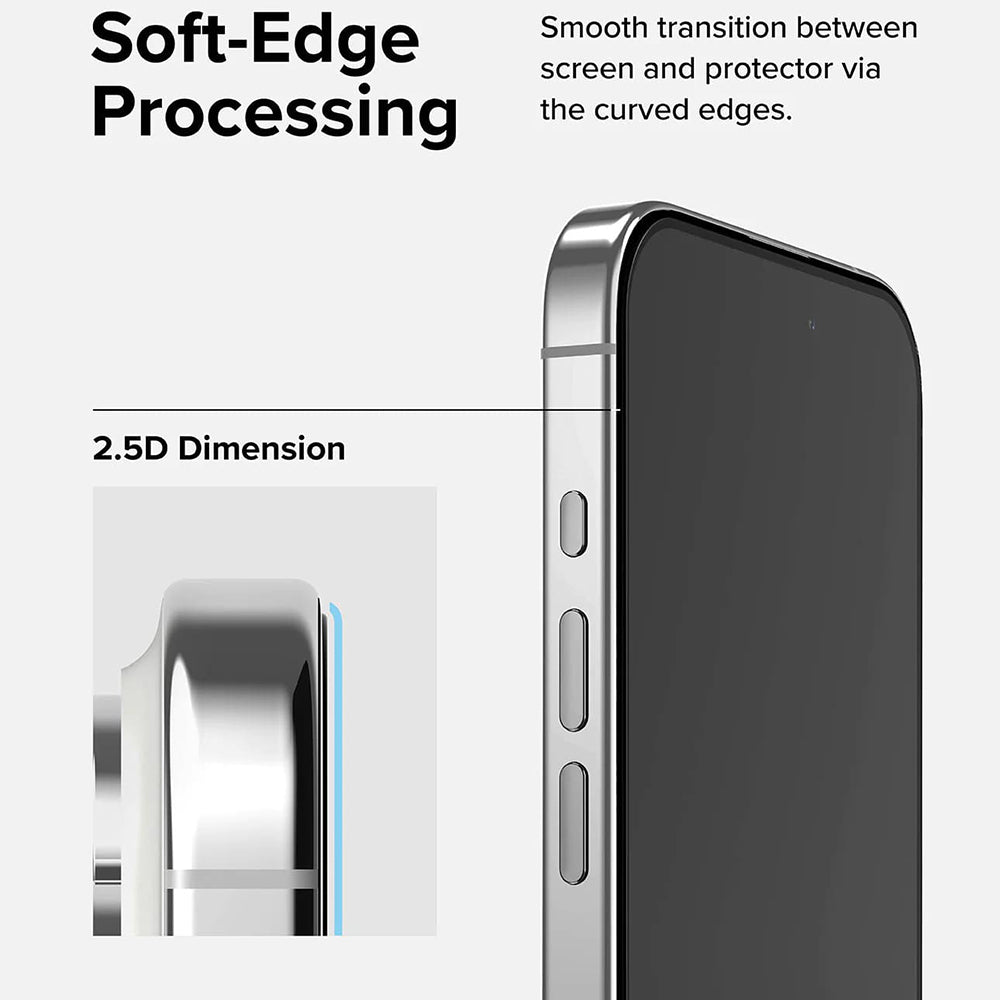 Folie de protectie Ecran Ringke pentru Apple iPhone 15 Pro Max, Sticla Securizata, Full Glue, Neagra