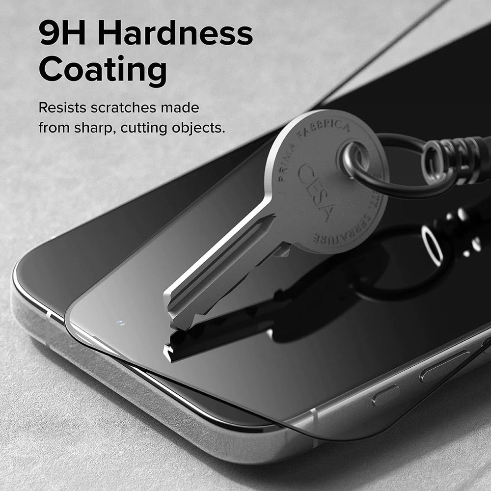 Folie de protectie Ecran Ringke pentru Apple iPhone 15 Pro, Sticla Securizata, Full Glue, Neagra
