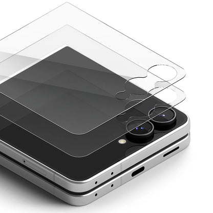 Folie de protectie Ecran Exterior Ringke Pro pentru Samsung Galaxy Z Flip8 F776, Sticla Securizata, Full Glue, Set 2 bucati