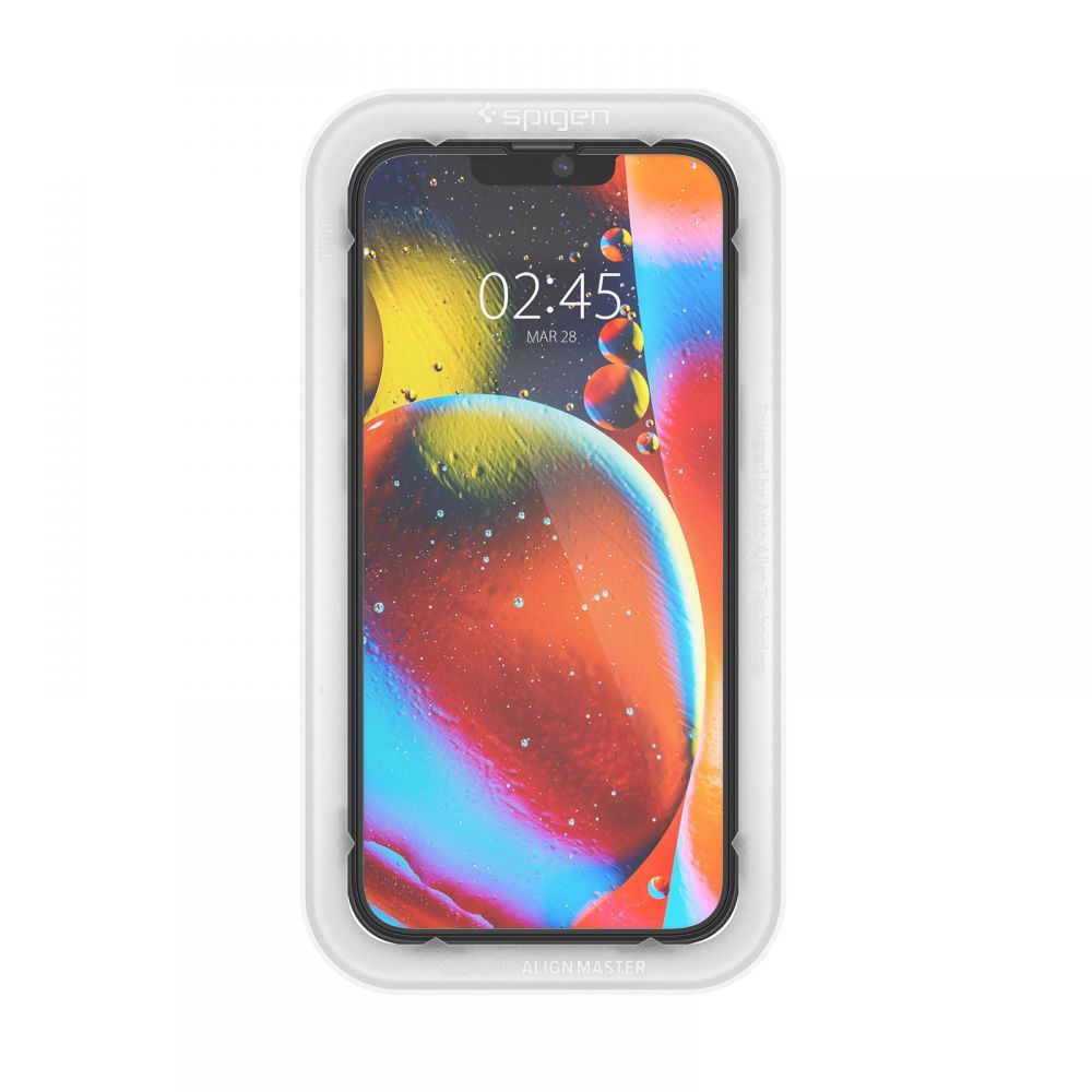 Folie de protectie Ecran Spigen GlastR Align Master pentru Apple iPhone 17e / 16e / 14 / 13 Pro, Sticla Securizata, Full Glue, Neagra AGL03725