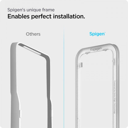 Folie de protectie Ecran Spigen GlastR Align Master pentru Apple iPhone 17e / 16e / 14 / 13 Pro, Sticla Securizata, Full Glue, Neagra AGL03725