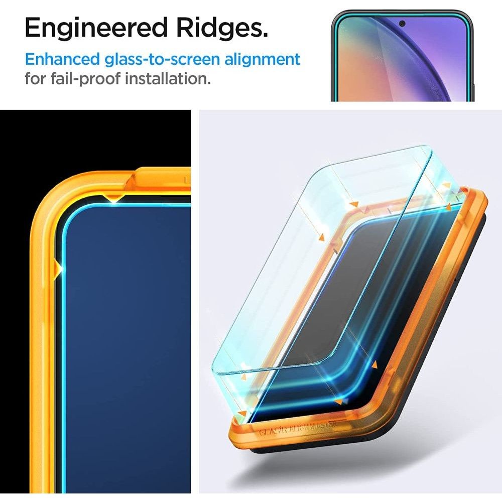 Folie de protectie Ecran Spigen GlastR Align Master pentru Samsung Galaxy A54 A546, Sticla Securizata, Full Glue, Set 2 bucati AGL05966