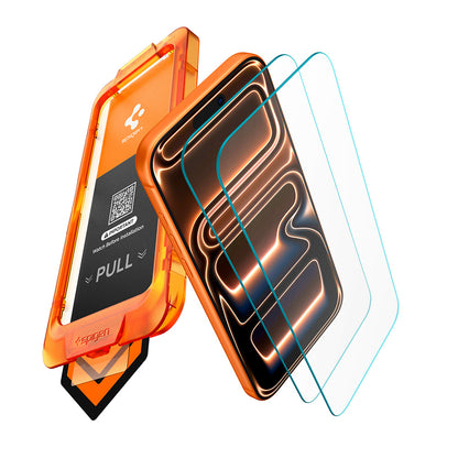 Folie de protectie Ecran Spigen GlastR AlignMaster S pentru Apple iPhone 18 Pro / 17 Pro, Sticla Securizata, Full Glue, Set 2 bucati AGL10105