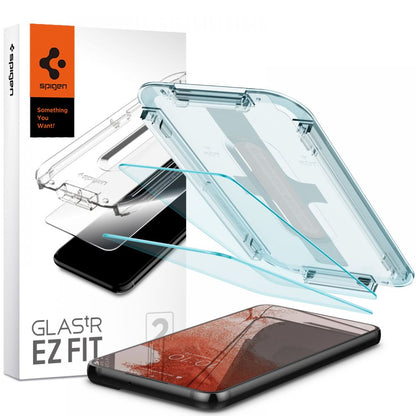 Folie de protectie Ecran Spigen GlastR EZ FIT pentru Samsung Galaxy S22 5G S901, Sticla Securizata, Full Glue, Set 2 bucati AGL04151
