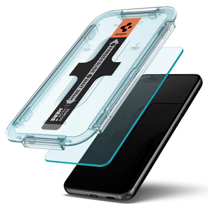 Folie de protectie Ecran Spigen GlastR EZ FIT pentru Samsung Galaxy S22 5G S901, Sticla Securizata, Full Glue, Set 2 bucati AGL04151