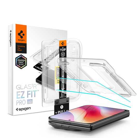 Folie de protectie Ecran Exterior Spigen GlastR EZ FIT Pro HD pentru Apple iPhone Duo, Sticla Securizata, Full Glue, Set 2 bucati AGL12013