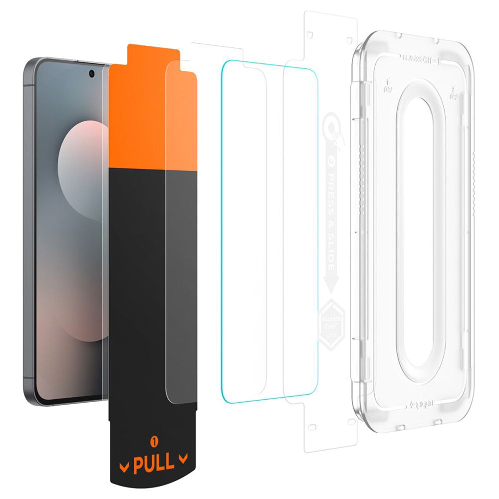 Folie de protectie Ecran Spigen GlastR EZ FIT Pro HD pentru Samsung Galaxy S25 FE, Sticla Securizata, Full Glue, Set 2 bucati AGL10202