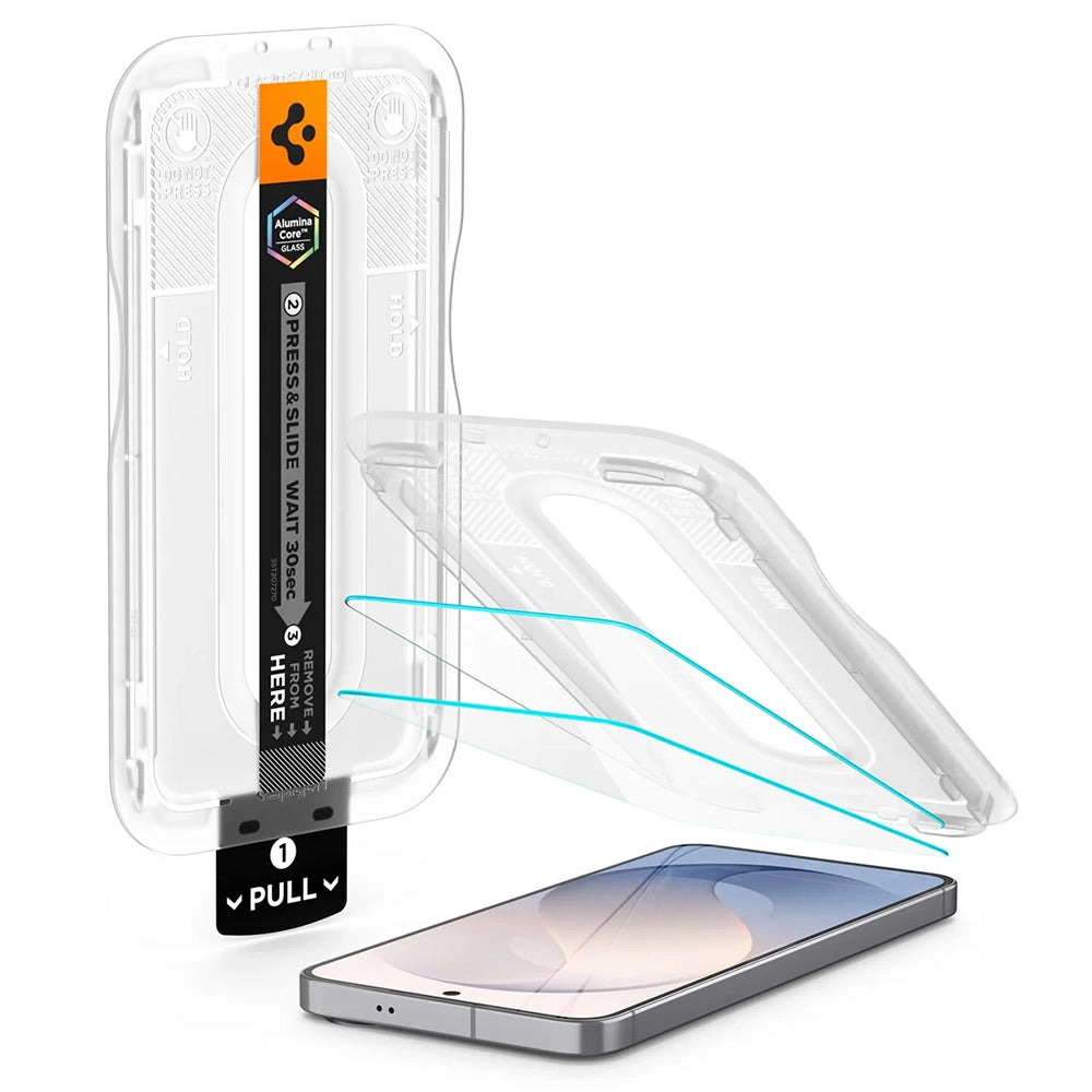 Folie de protectie Ecran Spigen GlastR EZ FIT Pro HD pentru Samsung Galaxy S26 FE S741, Sticla Securizata, Full Glue, Set 2 bucati AGL11811