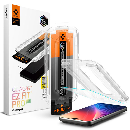 Folie de protectie Ecran Spigen GlastR EZ FIT Pro pentru Apple iPhone 17 Pro Max / 16 Pro Max, Sticla Securizata, Full Glue