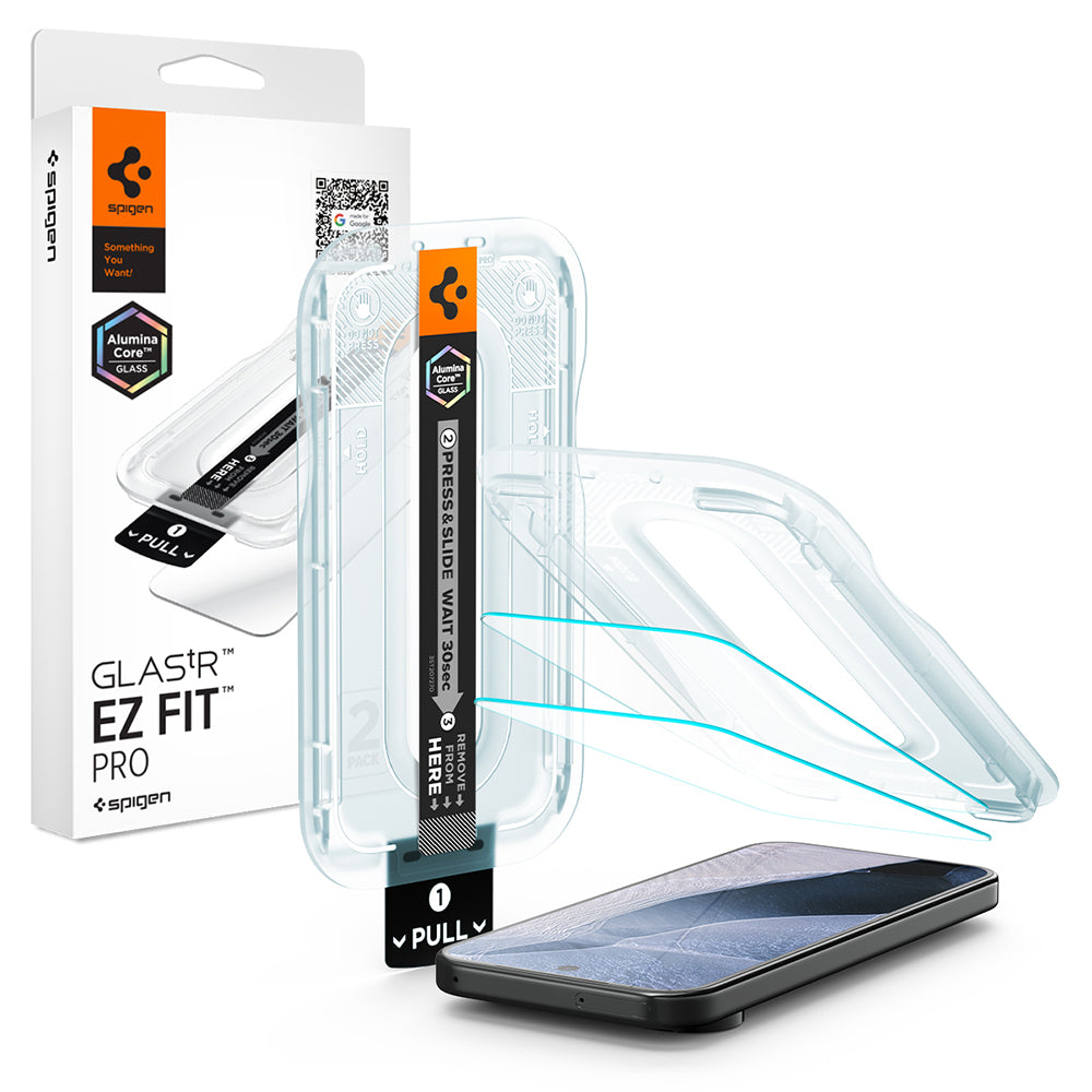 Folie de protectie Ecran Spigen GlastR EZ FIT Pro pentru Google Pixel 11 Pro / 11, Sticla Securizata, Full Glue, Set 2 bucati AGL11480