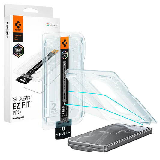 Folie de protectie Ecran Exterior Spigen GlastR EZ FIT Pro pentru Google Pixel 11 Pro Fold, Sticla Securizata, Full Glue, Set 2 bucati AGL11490