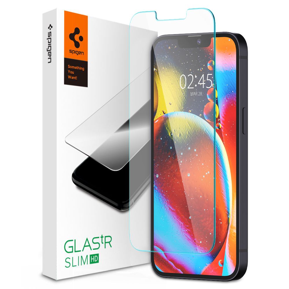 Folie de protectie Ecran Spigen GlastR Slim pentru Apple iPhone 17e / 16e / 14 / 13 Pro, Sticla Securizata, Full Glue