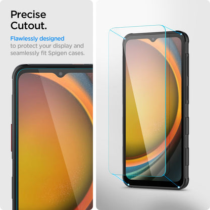 Folie de protectie Ecran Spigen GlastR Slim pentru Samsung Galaxy XCover7 Pro / Xcover7 G556, Sticla Securizata, Full Glue, Set 2 bucati AGL09407