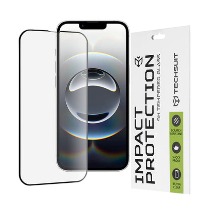 Folie de protectie Ecran Techsuit M1 pentru Apple iPhone 17e / 16e / 14 / 13 Pro, Sticla Securizata, Full Glue, 111D, Neagra
