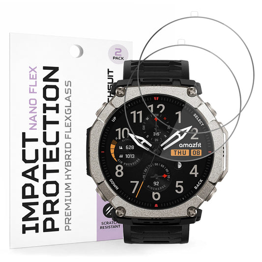 Folie de protectie Ecran Techsuit Nano Flex pentru Amazfit T-Rex Ultra 2, Plastic, Set 2 bucati, Neagra