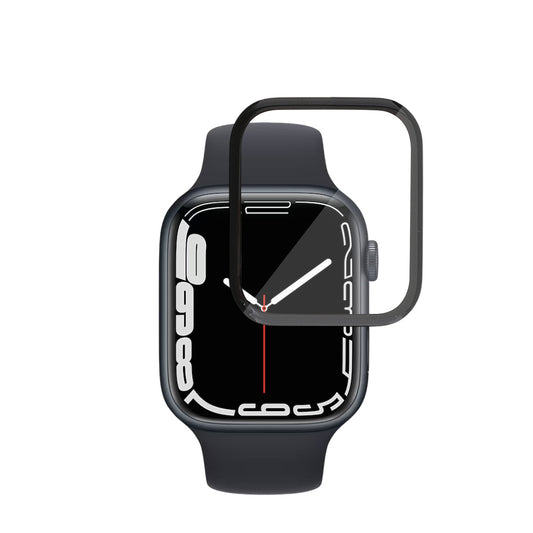 Folie de protectie Ecran Techsuit Nano Flex pentru Apple Watch Series 9 / 8 / 7 41mm, Plastic, Set 2 bucati, Neagra