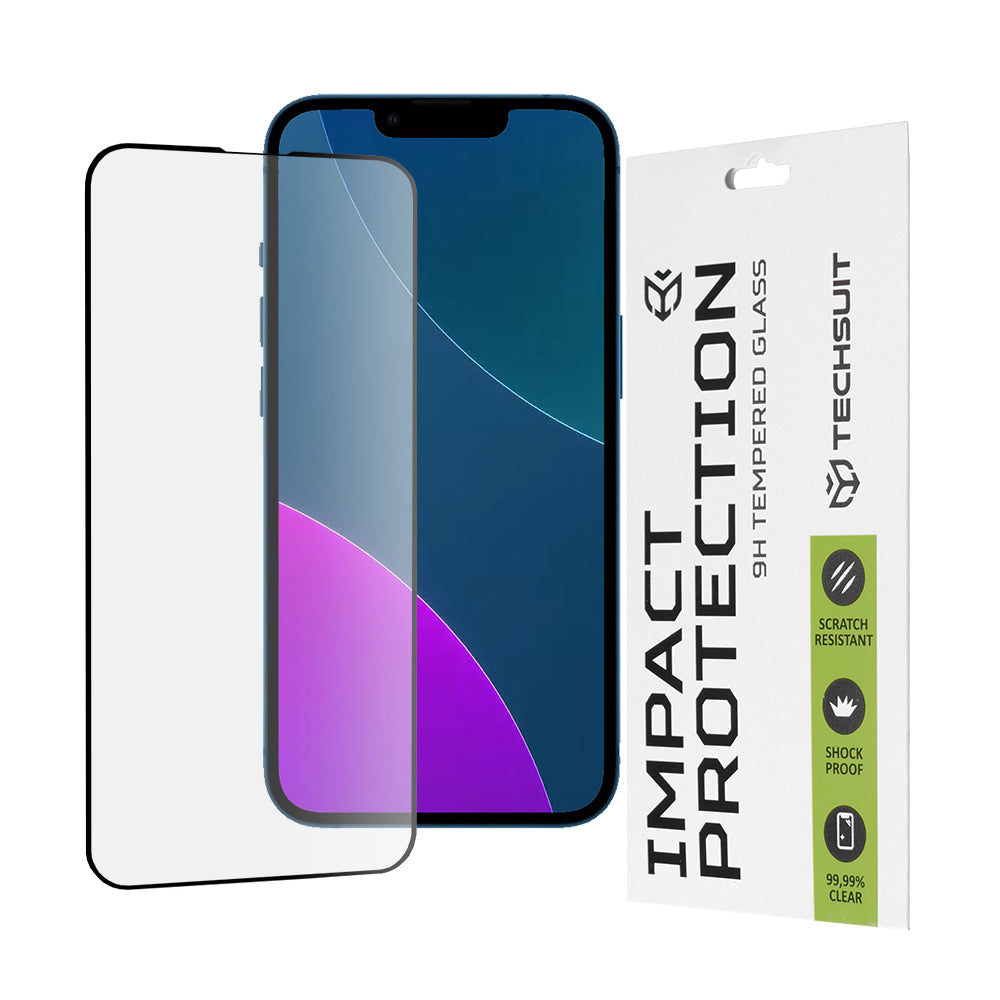 Folie de protectie Ecran Techsuit pentru Apple iPhone 13 mini, Sticla Securizata, Full Glue, 111D, Neagra