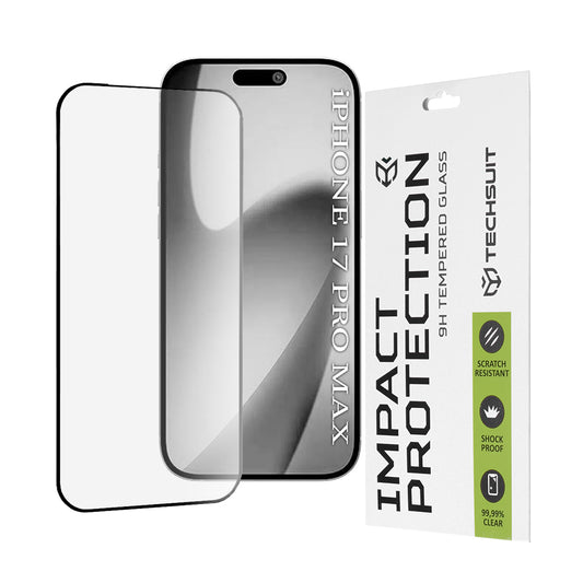 Folie de protectie Ecran Techsuit pentru Apple iPhone 17 Pro Max, Sticla Securizata, Full Glue, 111D, Neagra