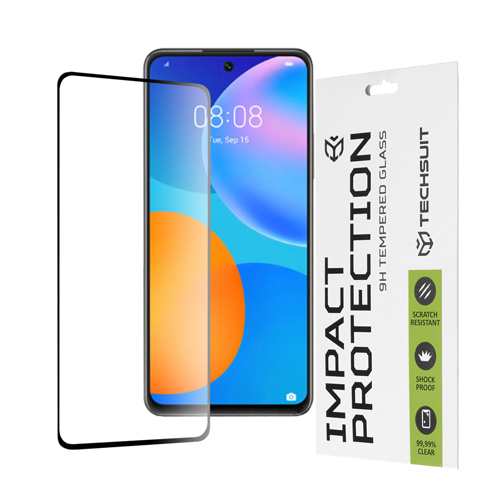 Folie de protectie Ecran Techsuit pentru Huawei P smart 2021, Sticla Securizata, Full Glue, 111D, Neagra