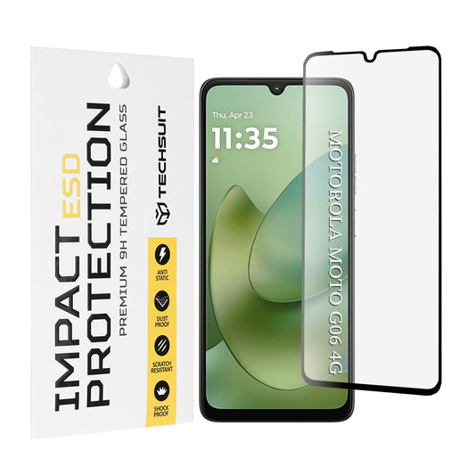 Folie de protectie Ecran  Techsuit pentru Motorola Moto G06 Power / G06, Sticla Securizata, Full Glue, Neagra