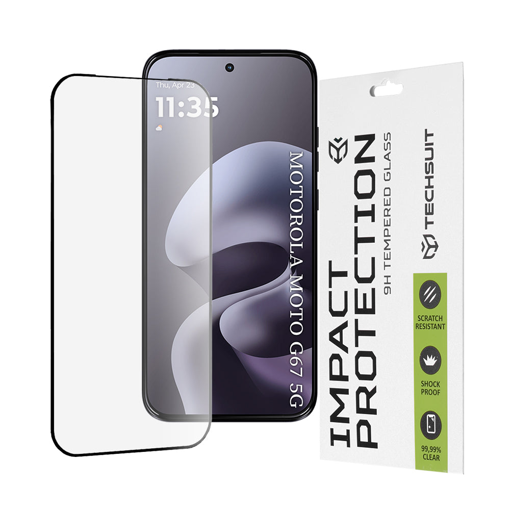 Folie de protectie Ecran Techsuit pentru Motorola Moto G77 / G67, Sticla Securizata, Full Glue, 111D, Neagra