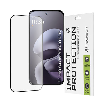 Folie de protectie Ecran Techsuit pentru Motorola Moto G77 / G67, Sticla Securizata, Full Glue, 111D, Neagra