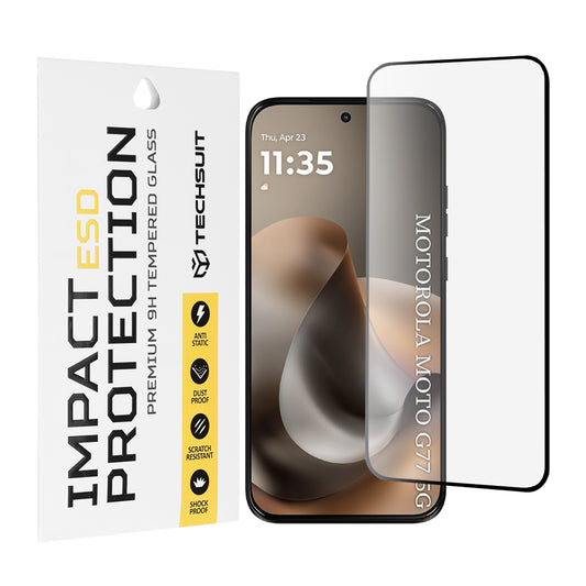 Folie de protectie Ecran Techsuit pentru Motorola Moto G77 / G67, Sticla Securizata, Full Glue, Neagra